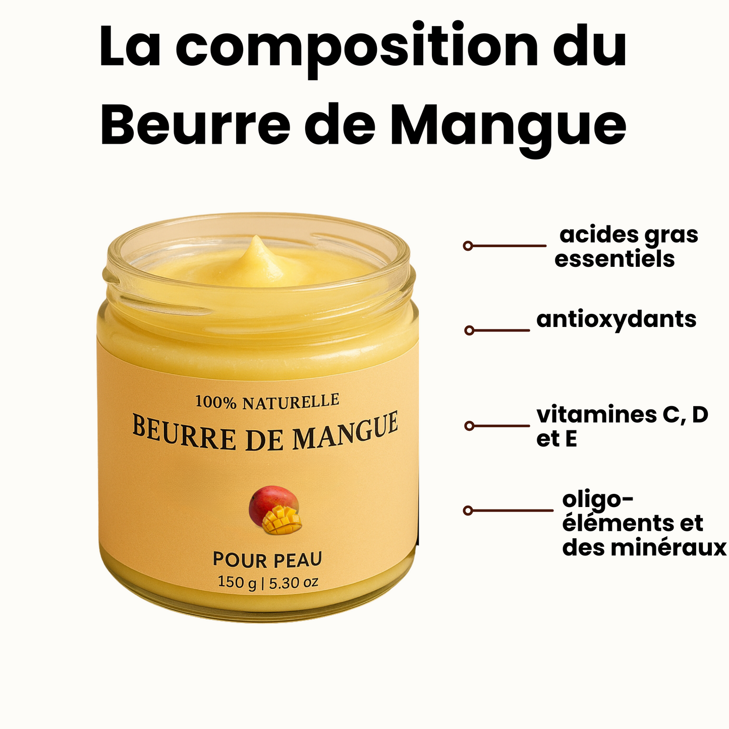 Beurre corporel à la mangue – 100 % Pur & Naturel