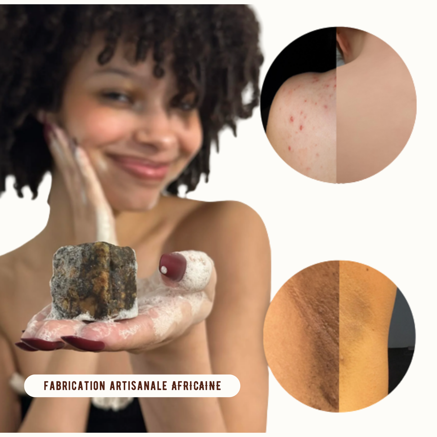 Savon noir africain clarifiant 3 en 1