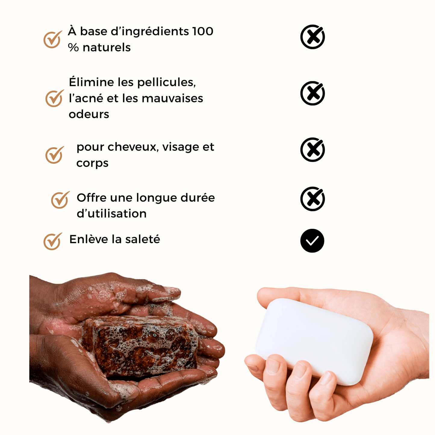 Savon noir africain clarifiant 3 en 1