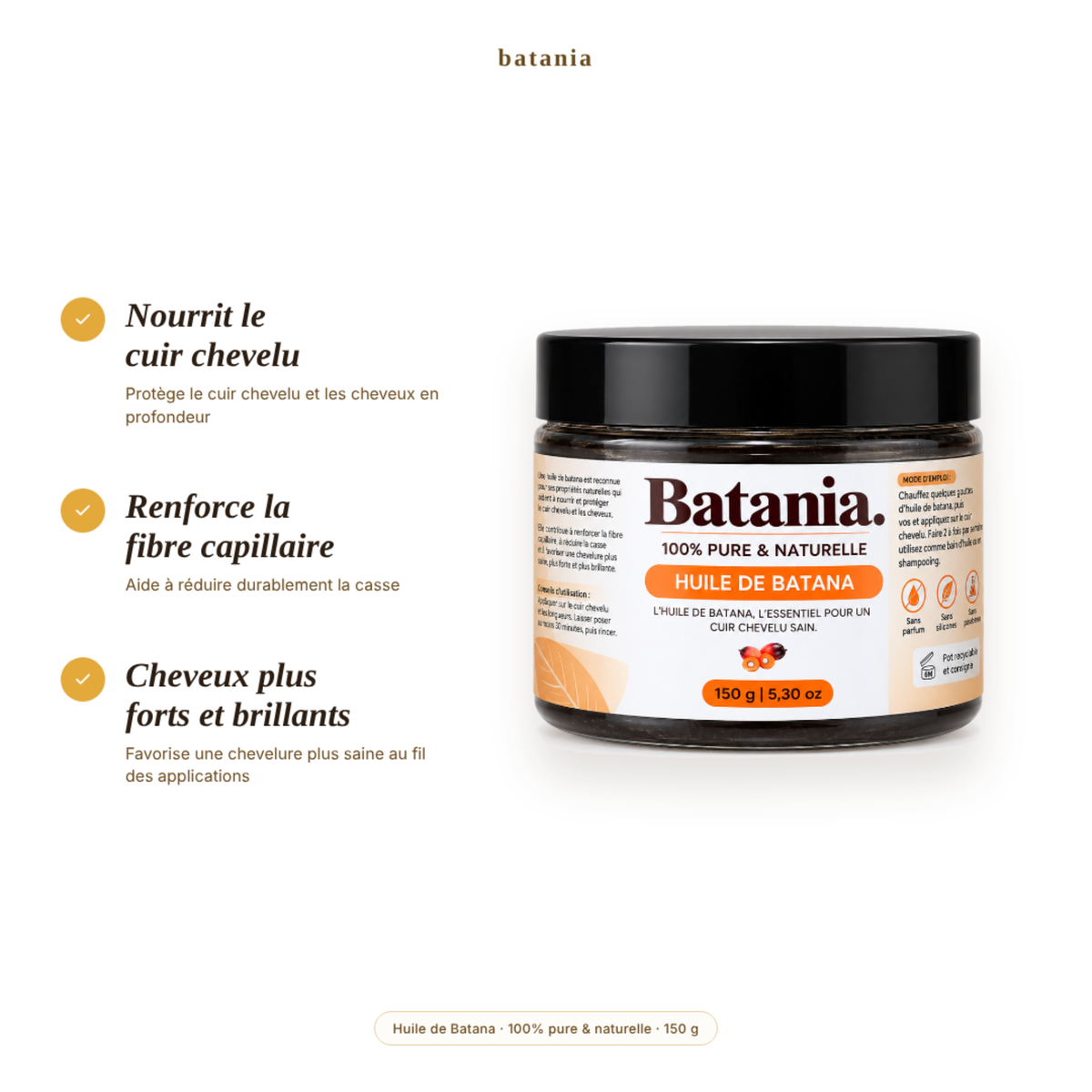 L'huile de batana 100%  pure et non raffinée