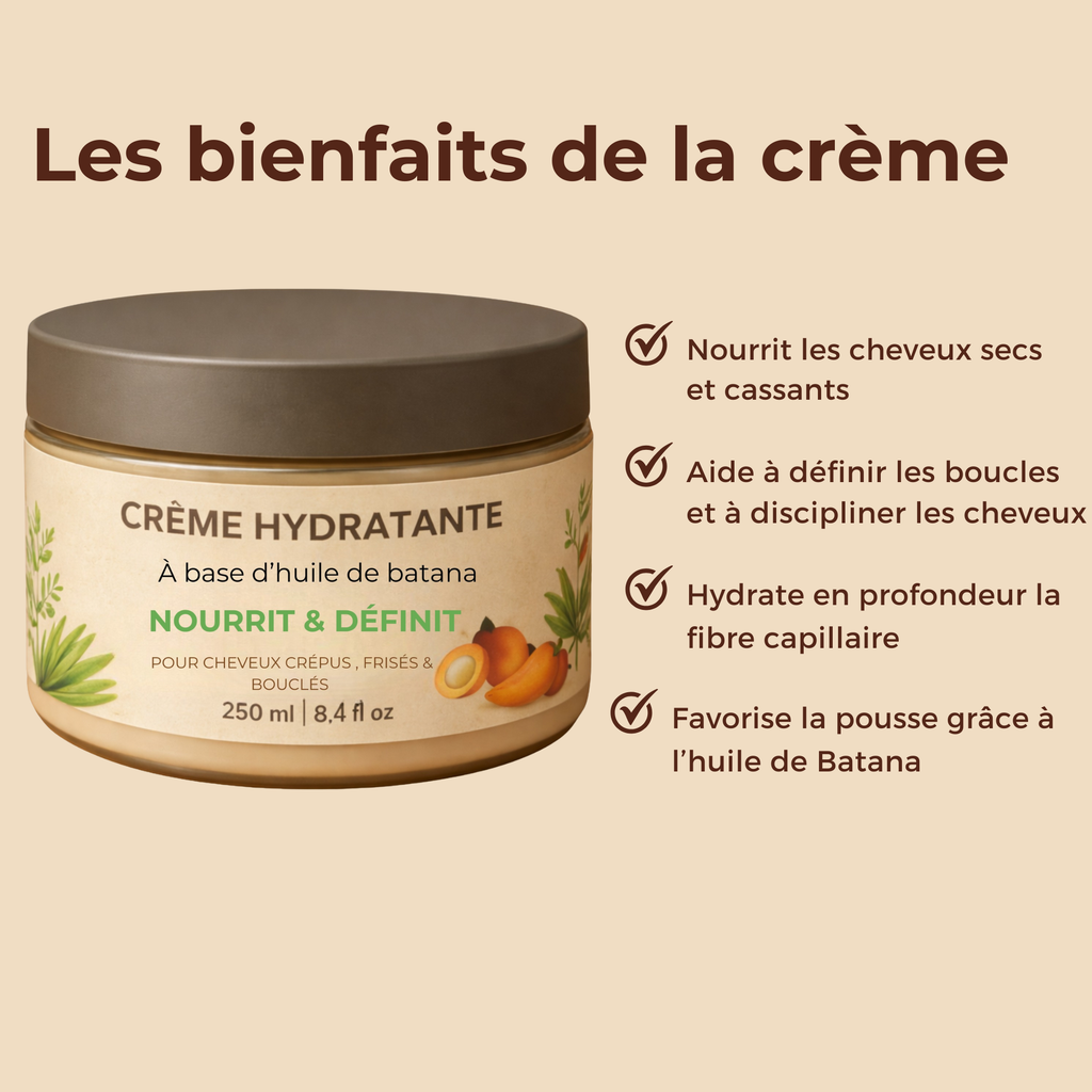Crème capillaire Hydratante & définissante à l’huile de Batana