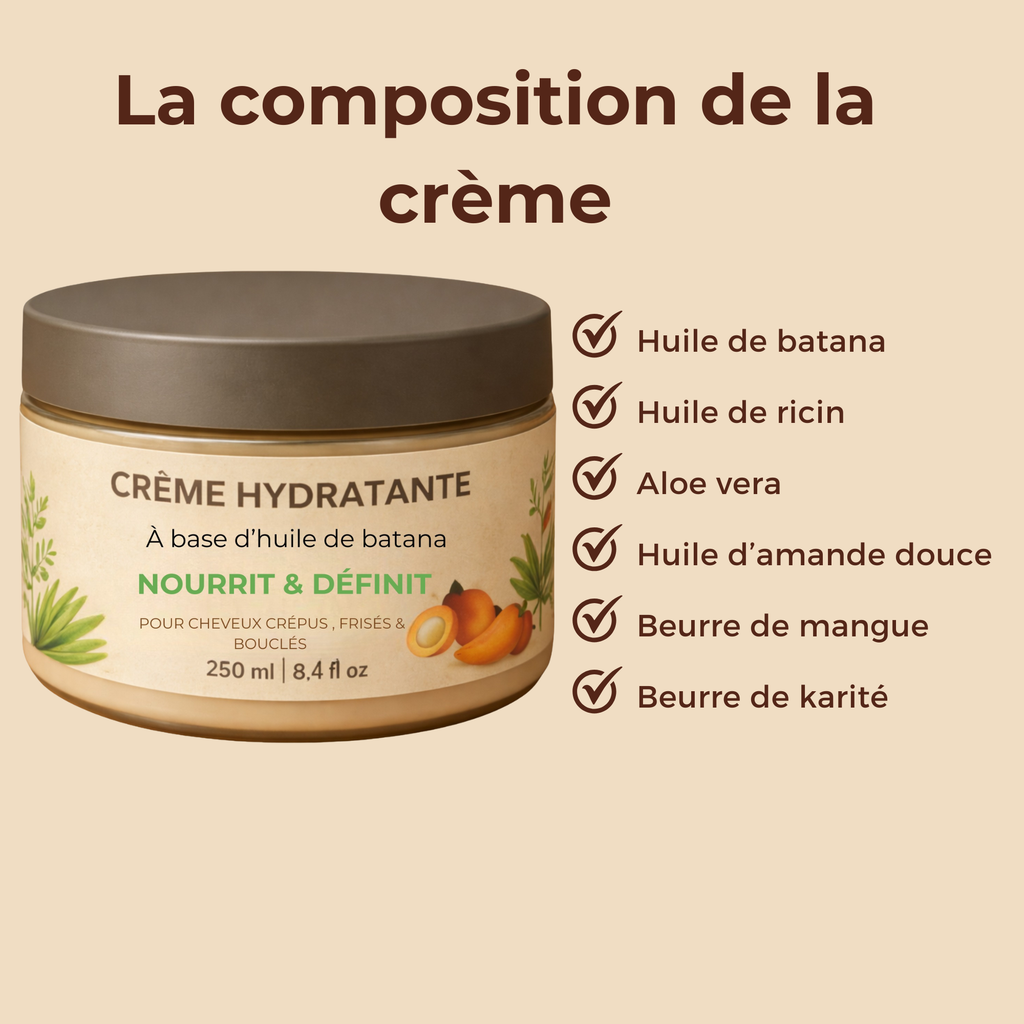 Crème capillaire Hydratante & définissante à l’huile de Batana